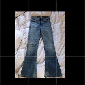 Light wash flare denim jeans by citizens of humanity